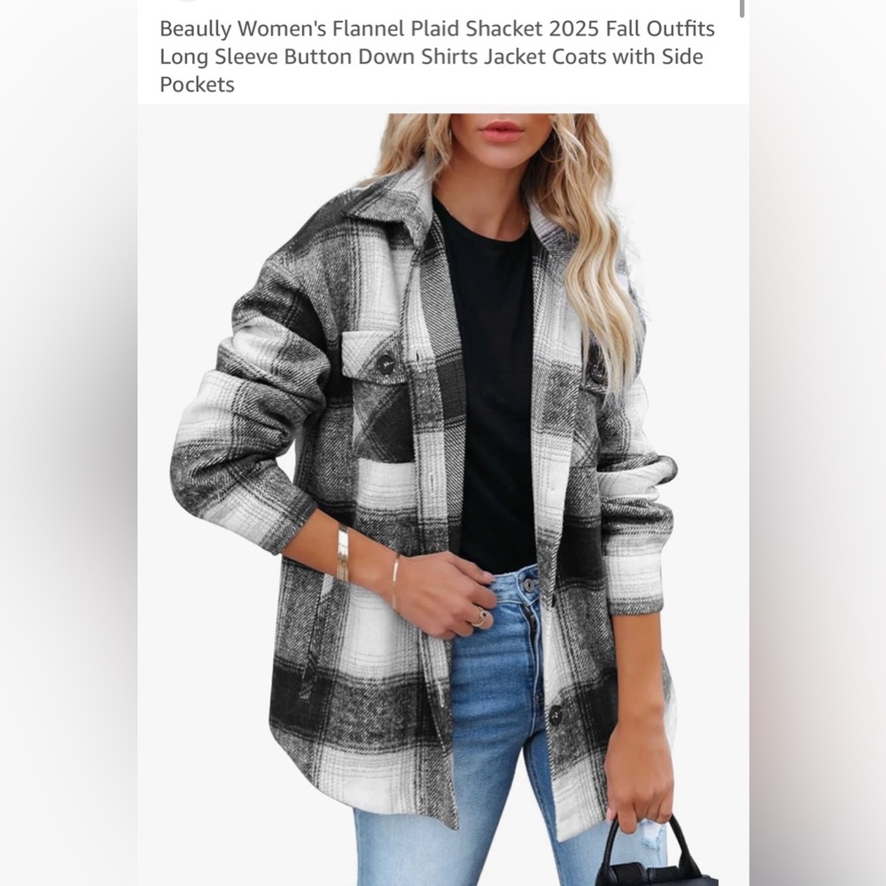 Plaid super soft 2X Flannel Shacket with Button Front